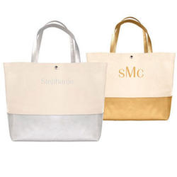 Personalized Metallic Color Dipped Tote Bag