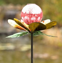 Solar Mercury Glass Globe Flower Garden Spinner
