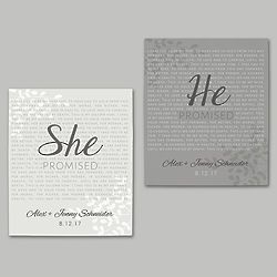 Personalized He and She Promised Canvas Prints