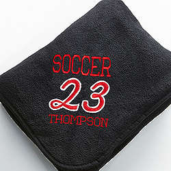 Personalized Sports Embroidered Fleece Blanket in Black