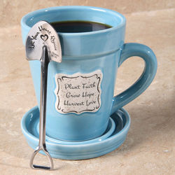 Plant Faith Flowerpot Mug with Spade-Shaped Spoon