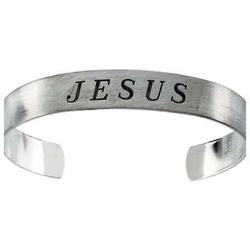 Sterling Silver Antiqued Jesus Cuff Bracelet