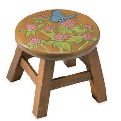 Hand Carved Butterfly Wooden Stool