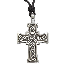 Engraved Pewter Celtic Cross Necklace