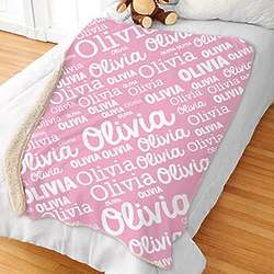 Personalized Girl's Word-Art Sherpa Blanket