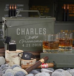 All the Vices Classic Groomsmen 30 Cal Ammo Can Gift Set