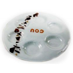 White Fused Glass Seder Plate