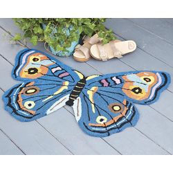 Butterfly Shaped Hand-Hooked Washable Rug