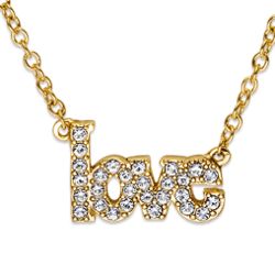 Goldtone Love Crystal Necklace