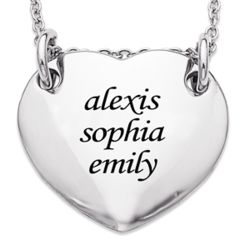 Engraved Sisters' Names Stainless Steel Heart Necklace