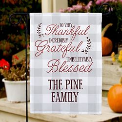 Thankful Grateful Blessed Personalized Garden Flag