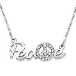 Sterling Silver Cubic Zirconia Peace Necklace