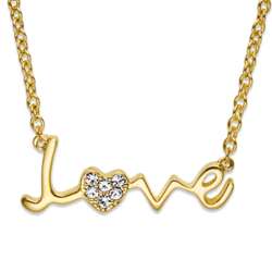 Goldtone Love Crystal Heart Necklace