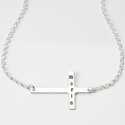 Personalized Silver Sideways Cross Necklace