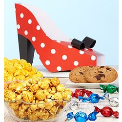 Popcorn and Candy in Polka Dot Shoe Shaped Gift Box