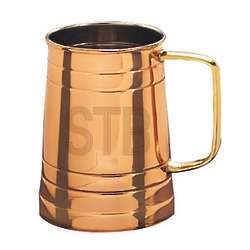 Solid Copper Pint Tankard with Brass Handle