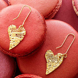 Mini Gold Dipped Lace Heart Earrings