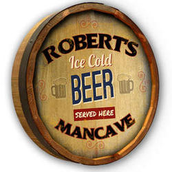 Ice Cold Beer Personalized Quarter Barrel Sign