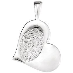 Heart Print Mother's Day Pendant in Silver