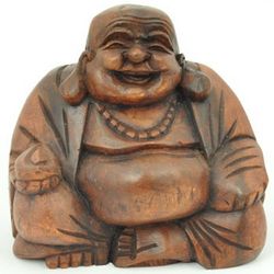 Wooden Happy Buddha Statue