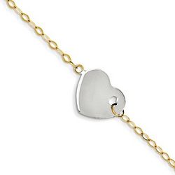 14K Two Tone Gold Heart Anklet