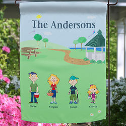 Spring Family Characters Personalized Garden Flag