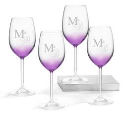 Purple Wine Glasses with Monogram