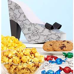 Popcorn and Candy in Lace Shoe Shaped Gift Box