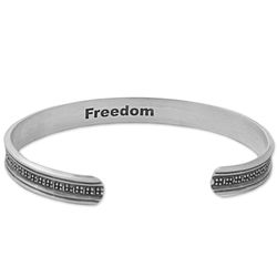 Freedom Sterling Silver Cross Motif Cuff Bracelet