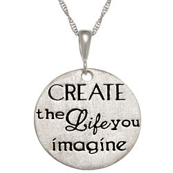 Create the Life You Imagine Sterling Silver Brushed Disc Necklace