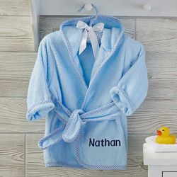 Infant's Embroidered Blue Terry Robe