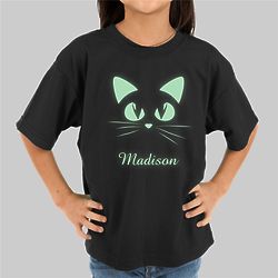 Glow in the Dark Cat Face Personalized T-Shirt