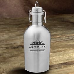 Personalized Stainless Steel Growler with 3 Beer Design