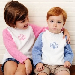 Two Color Raglan Sweater with Monogram