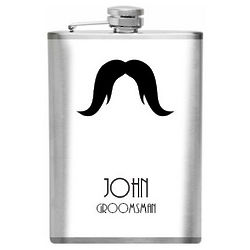 Personalized Long Mustache Stainless Steel Flask