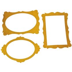 Gold Glitter Picture Frame Cutout Wall Decorations