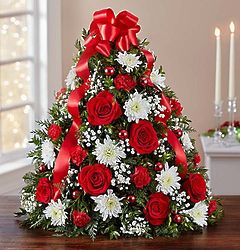 Large Red and White Holiday Flower Tree