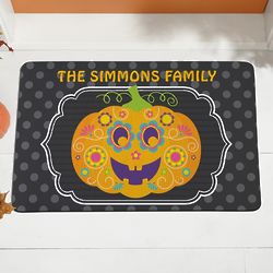 Personalized Floral Pumpkin Doormat