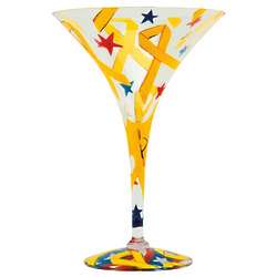 Colorful Yellow Ribbon Martini Glass