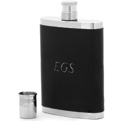 Personalized Leather Wrap Flask with Attached Shot Cup