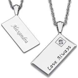 Platinum Plated Engraved Name Love Always Envelope Necklace