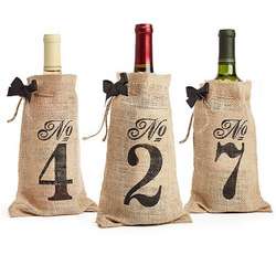 Burlap Table Number Wine Bags