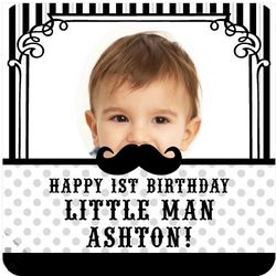1st Birthday Mustache Custom Photo Personalized Square Containers