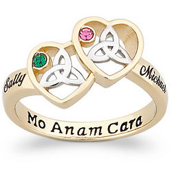 Personalized Couples Celtic Heart Birthstone and Name Ring