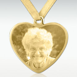 Custom Photo Eternal Embrace Gold Heart Pendant for Urn