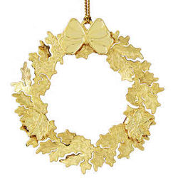 Classic Wreath Gold Plated Christmas Ornament