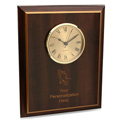 Personalized Praying Hands Recognition Plaque with Clock