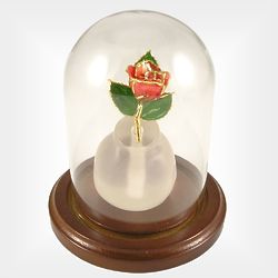 3" Mini 24k Gold Rose in Glass Dome