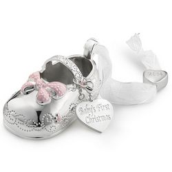 Girl Baby Bootie Christmas Ornament