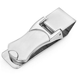 Engraved Polished Nickel Hinged Money Clip